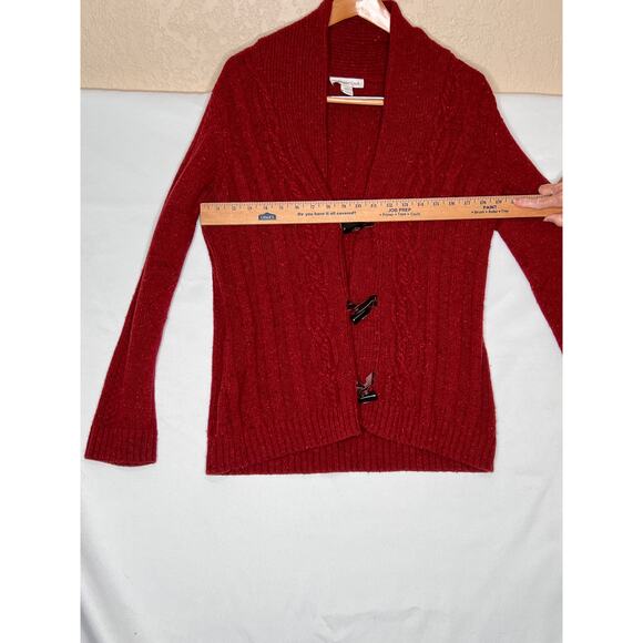 Coldwater Creek size 14 cardigan rust color chunky cable knit wool blend - Picture 5 of 7